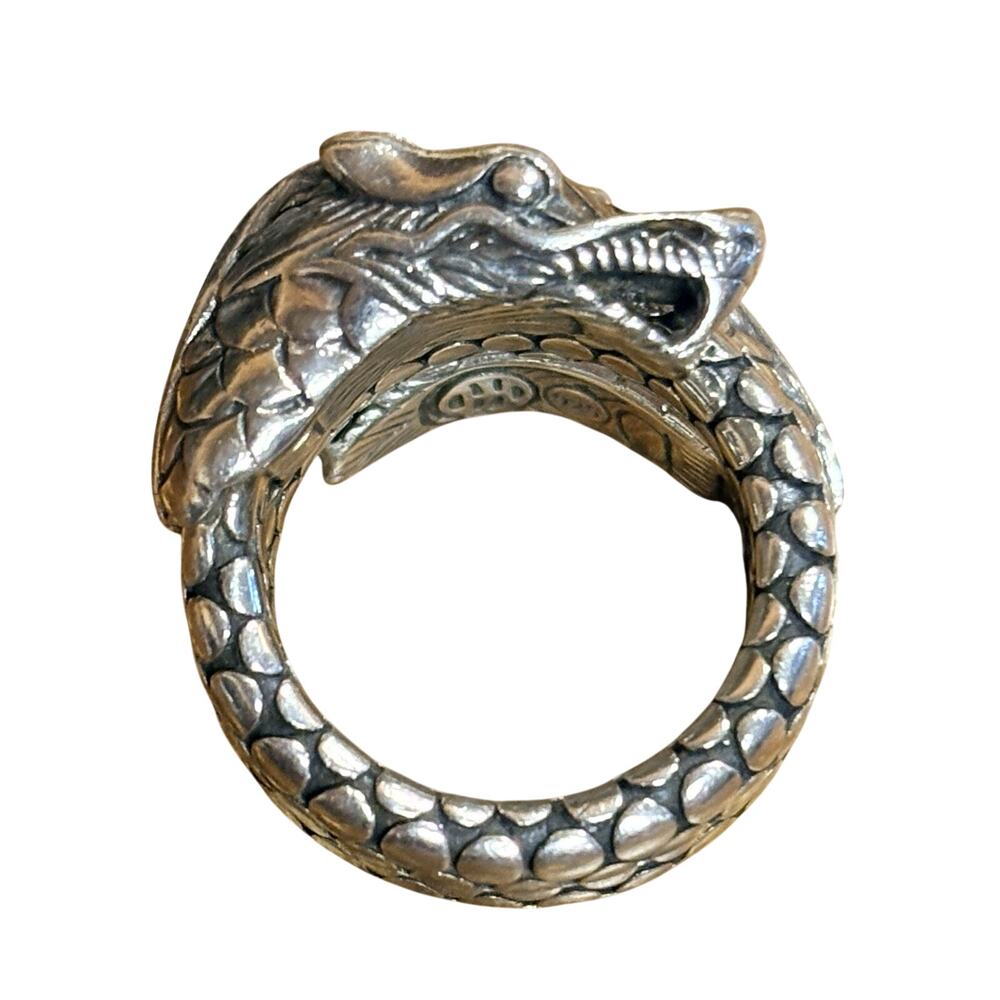John Hardy Ring Sz Adjusts 7-8 Sterling Silver Legend Double Coiled Naga Dragon